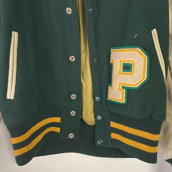 Rare Vintage 70’s Varsity Letterman Bomber Jacket Wool & Leather Size Medium - Picture 3 of 9